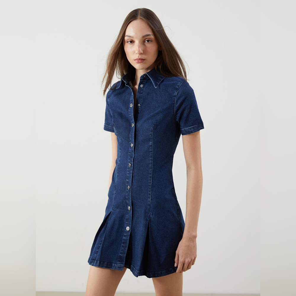 Zara Women's Dark Blue Denim Dress